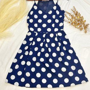 Women's blue polka dot dress